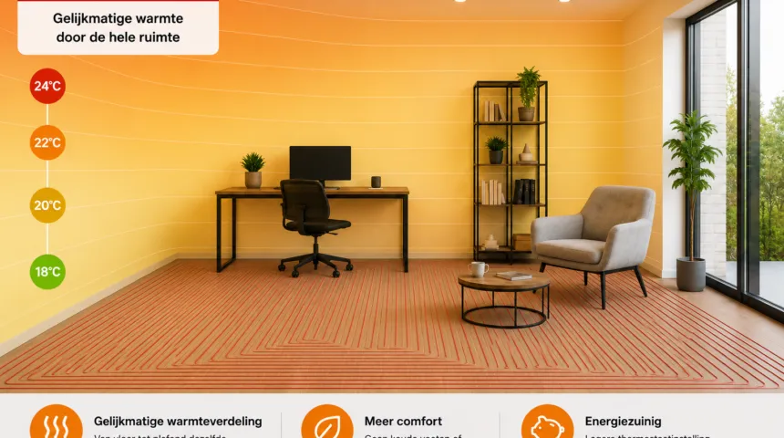 Warmte spreiding elektrische vloerverwarming